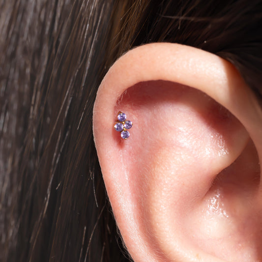 Lina - Amethyst Bloom Push Pin Flatback Stud