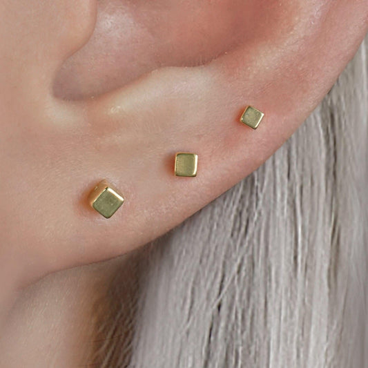 Color_ALL;Square Flat Back Push Pin Earring