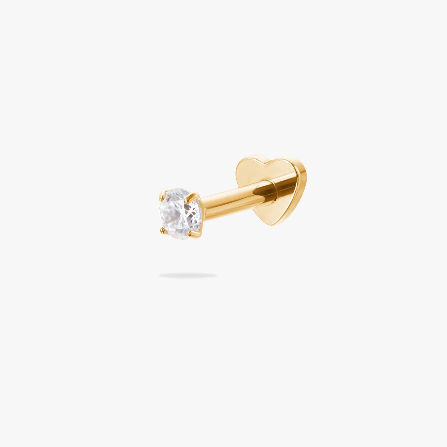 Reversible Heart Threadless Flat Back Earring with CZ