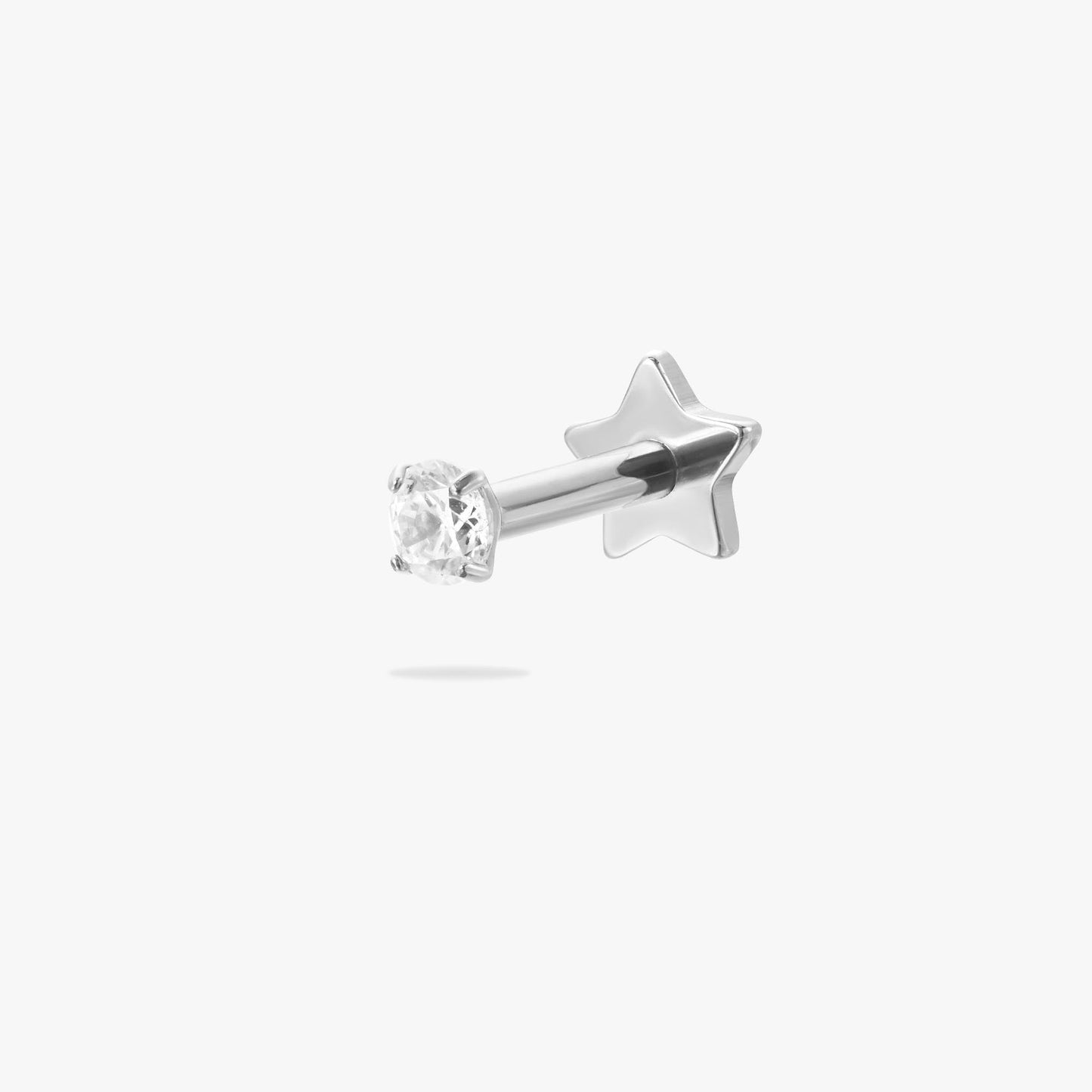 Reversible Threadless Star Flat Back Earring with CZ