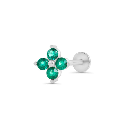 Color_Silver,Bar Type & Materials_Labret (Titanium);Clover Stud Earrings - EricaJewels
