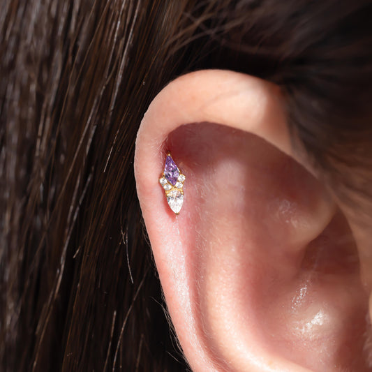 Eva - Kite Cut Amethyst Push Pin Stud