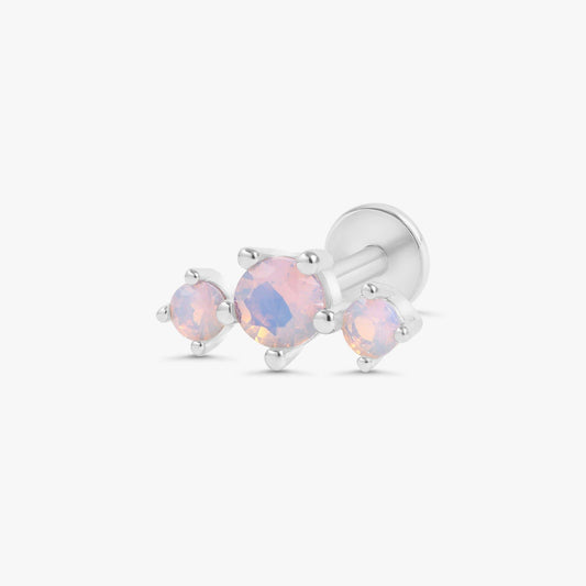 Color_Silver,Bar Type & Materials_Labret (Titanium) ;Trinity Pink Moonstone Flat Back Earrings - EricaJewels