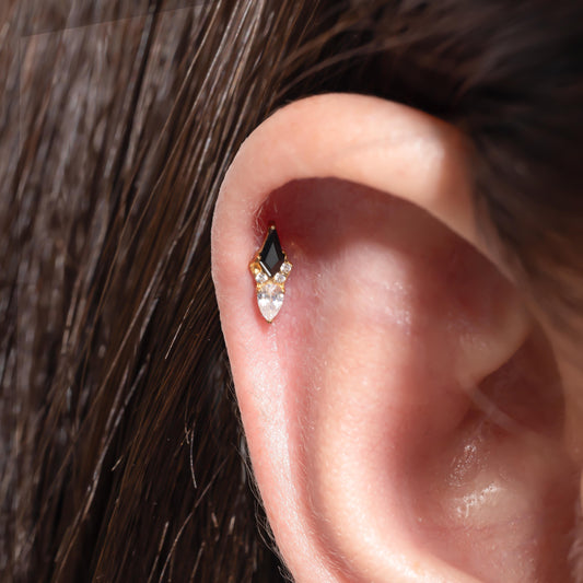 Eva - Kite Cut Black Push Pin Stud