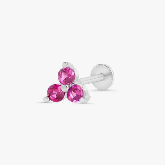 Color_Silver,Bar Type & Materials_Ball End (Titanium);Ruby Earrings - EricaJewels