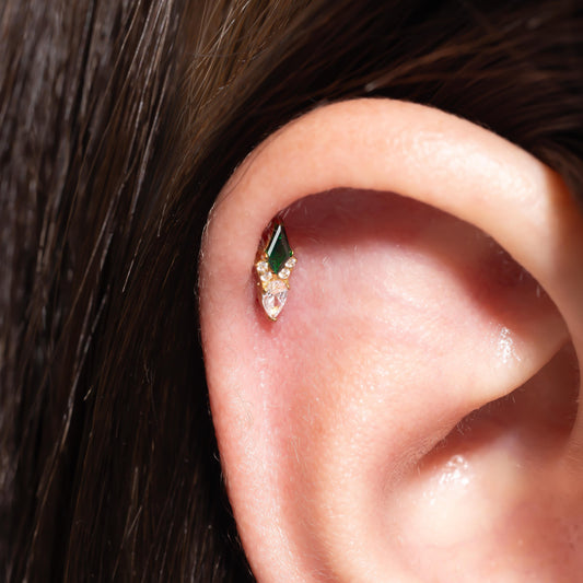 Eva - Kite Cut Emerald Push Pin Stud