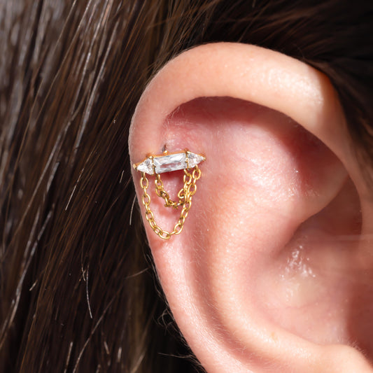 Rhea – Crystal Bar & Chain Push Pin Flatback Stud