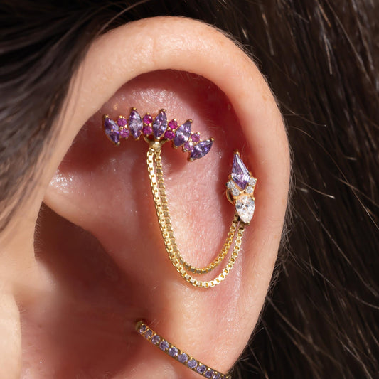 Elara - Amethyst Crown Push Pin Flatback Stud