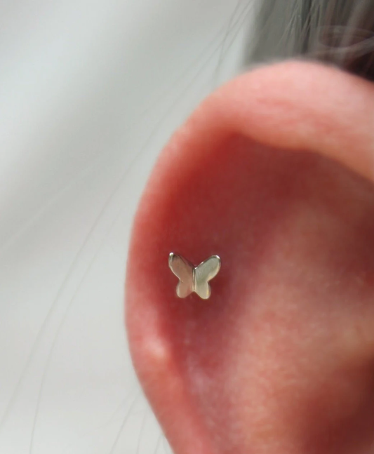 Tiny Plain Butterfly Flat Back Piercing Earring