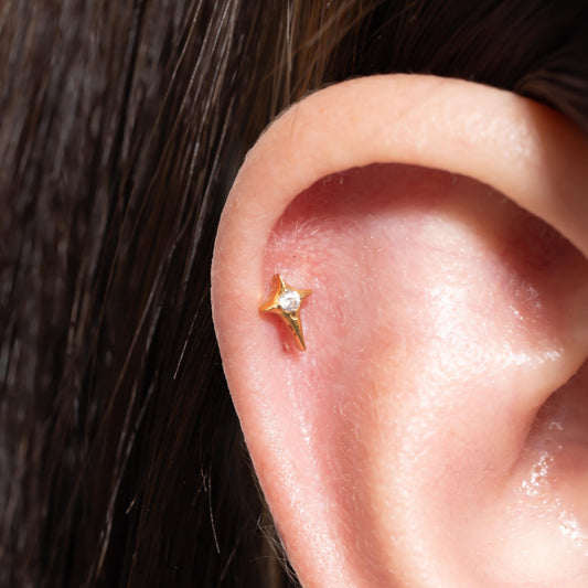 Stella - Crystal Star Push Pin Flat Back Earrings