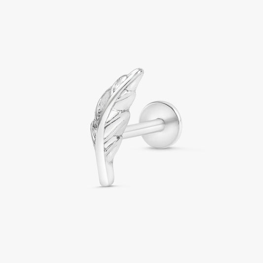 Color_Silver,Bar Type & Materials_Labret (Titanium);Feather Stud Earrings - EricaJewels