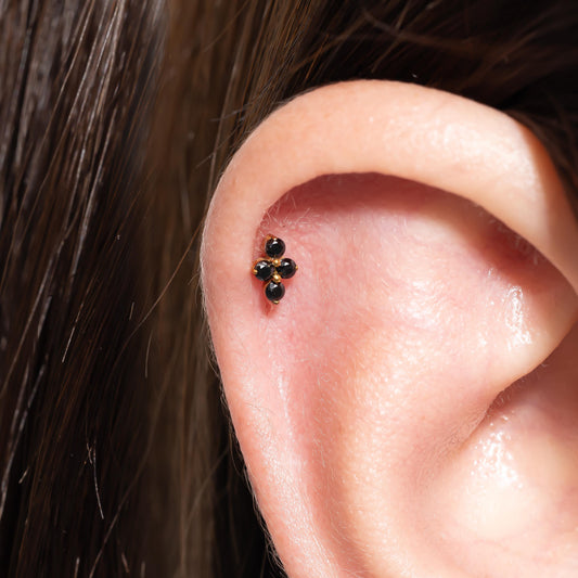 Lina - Black Bloom Push Pin Flatback Stud