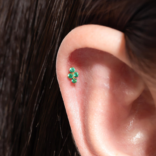 Lina - Emerald Bloom Push Pin Flatback Stud