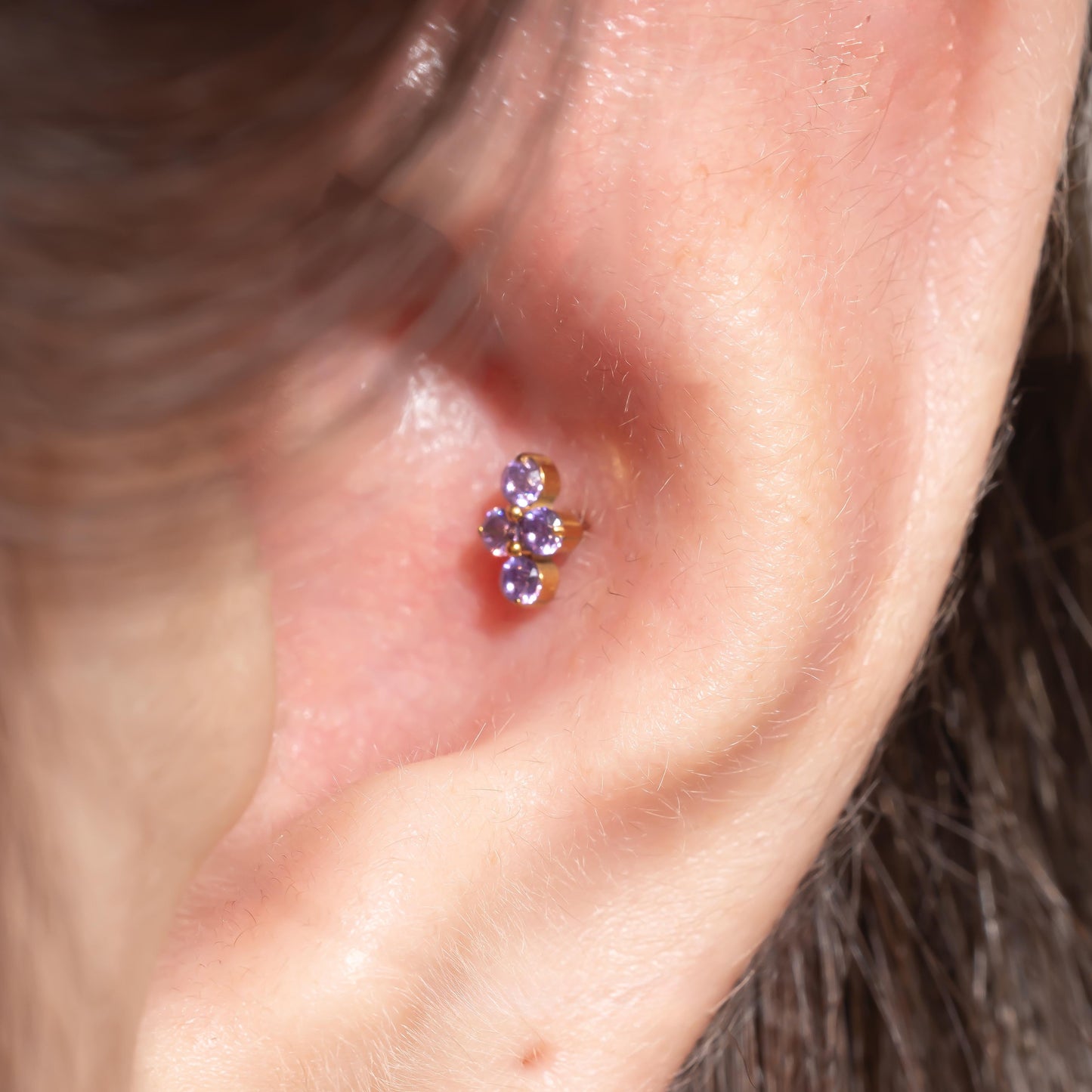 Lina - Amethyst Bloom Push Pin Flatback Stud