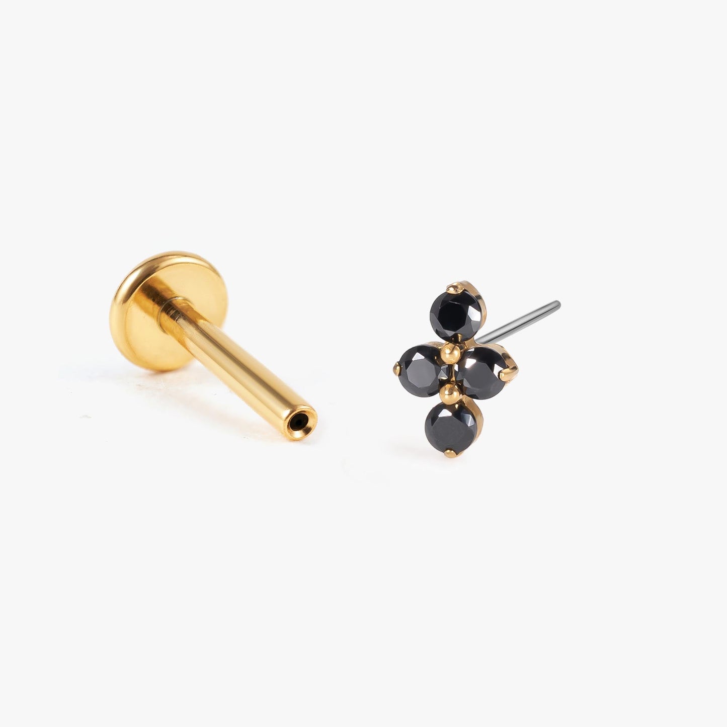 Lina - Black Bloom Push Pin Flatback Stud