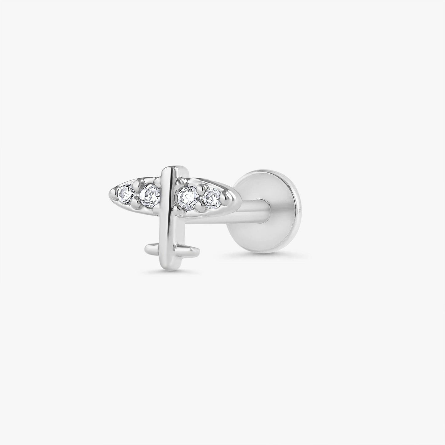 Color_Silver,Bar Type & Materials_Labret (Titanium); Airplane Earrings - EricaJewels