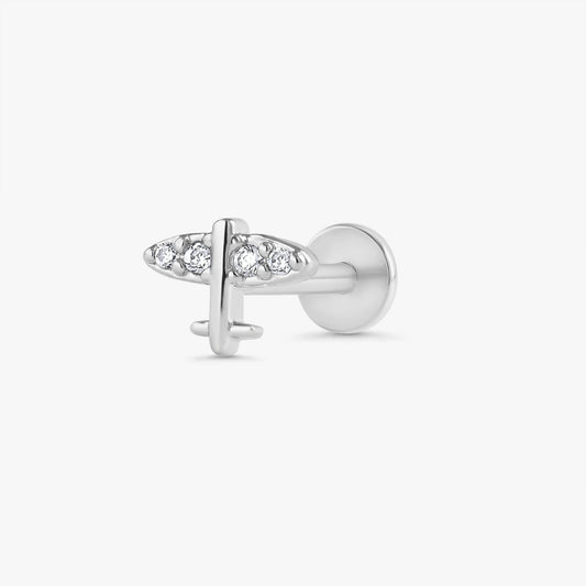 Color_Silver,Bar Type & Materials_Labret (Titanium); Airplane Earrings - EricaJewels