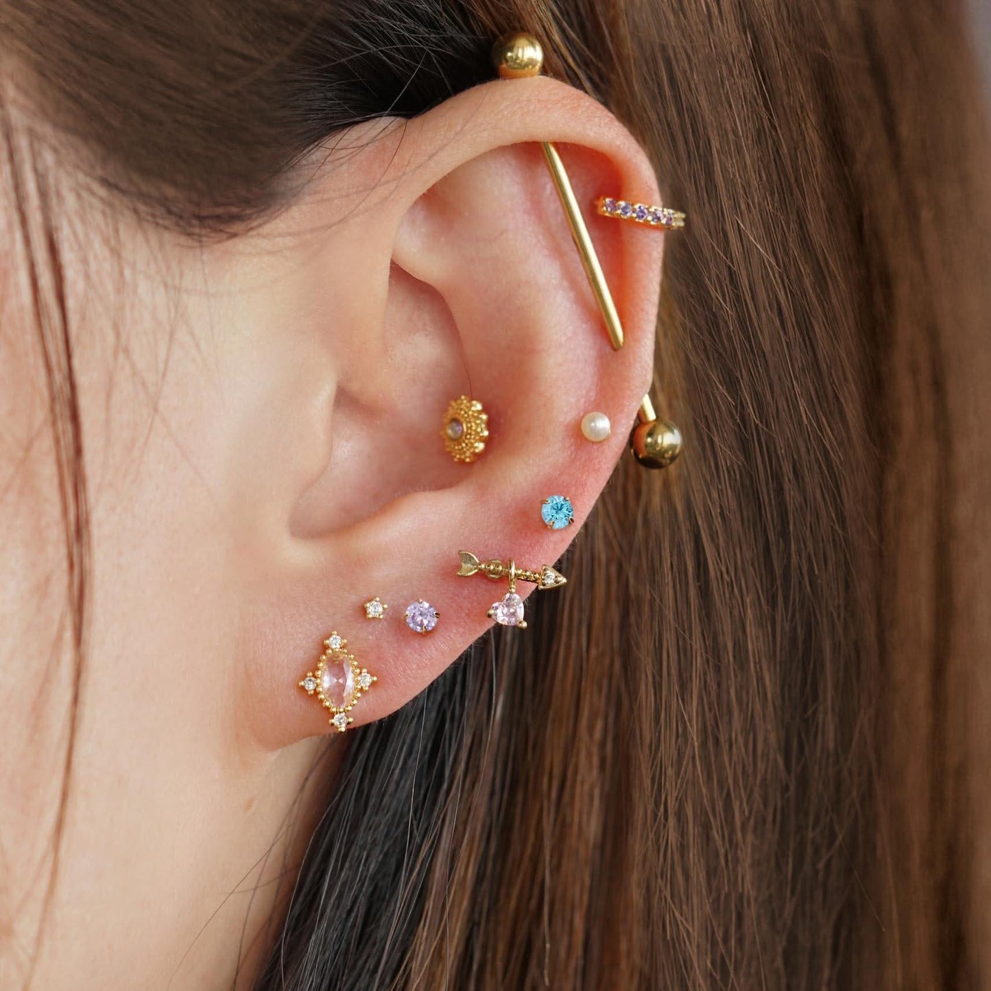 Tiny Twinkle Multi-color Push Pin Stud-Silver