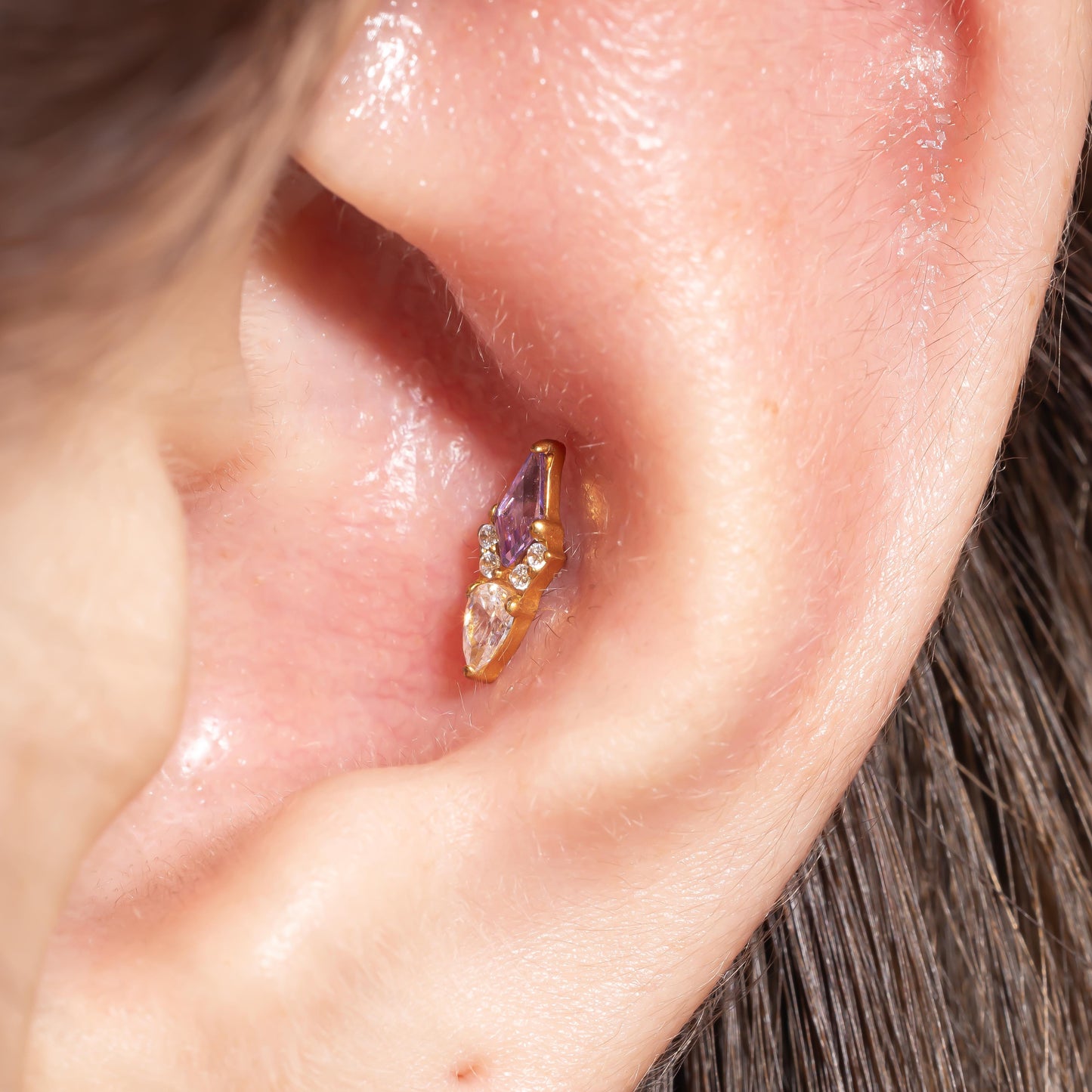 Eva - Kite Cut Amethyst Push Pin Stud