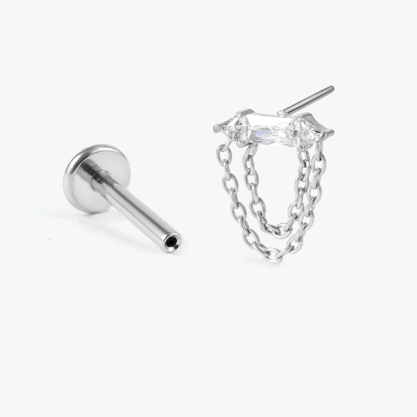 Rhea – Crystal Bar & Chain Push Pin Flatback Stud