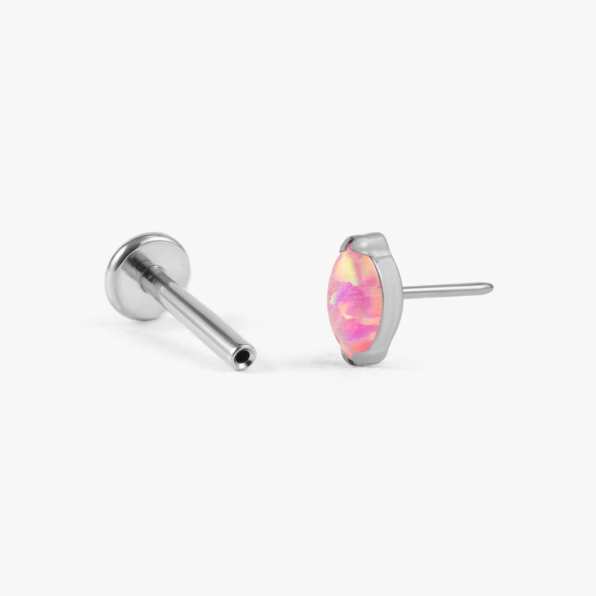 Color_Silver;Pink Opal Push Pin Earring - Erica Jewels