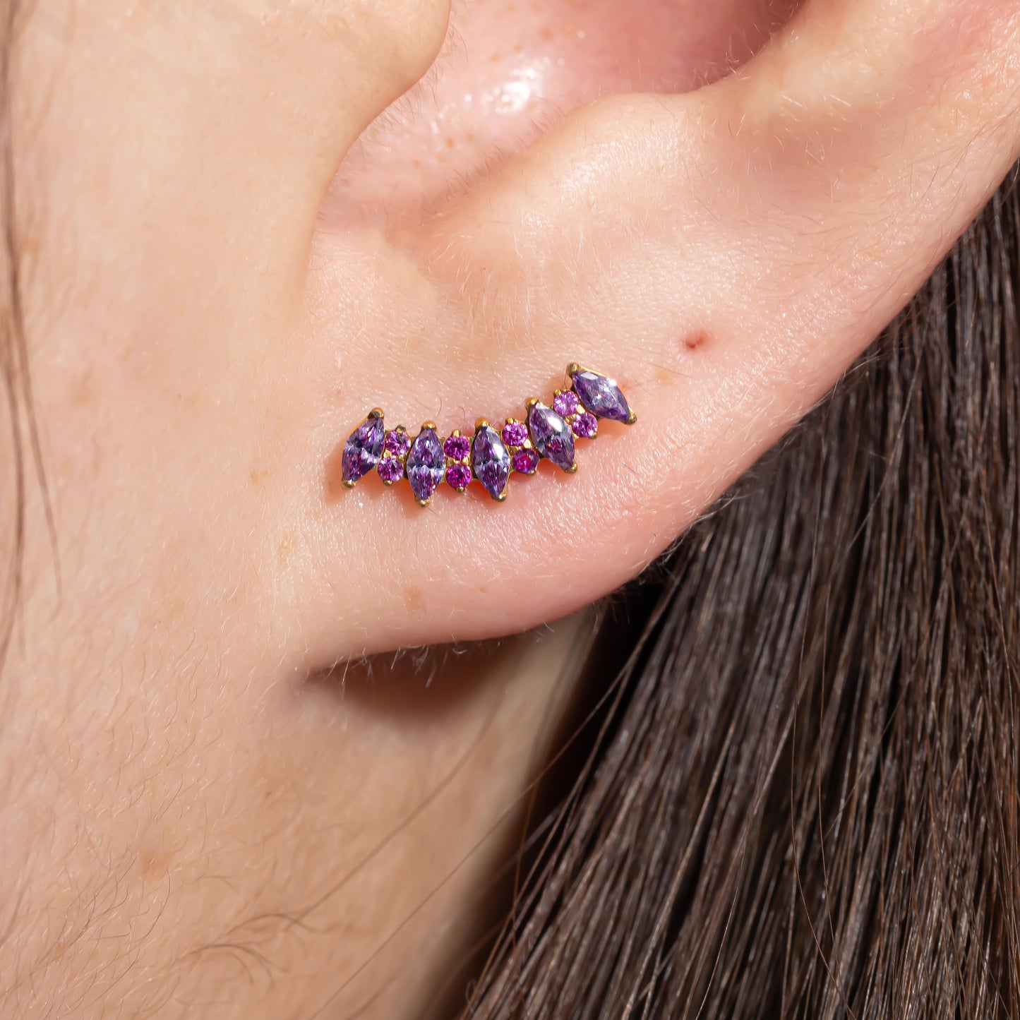 Elara - Amethyst Crown Push Pin Flatback Stud