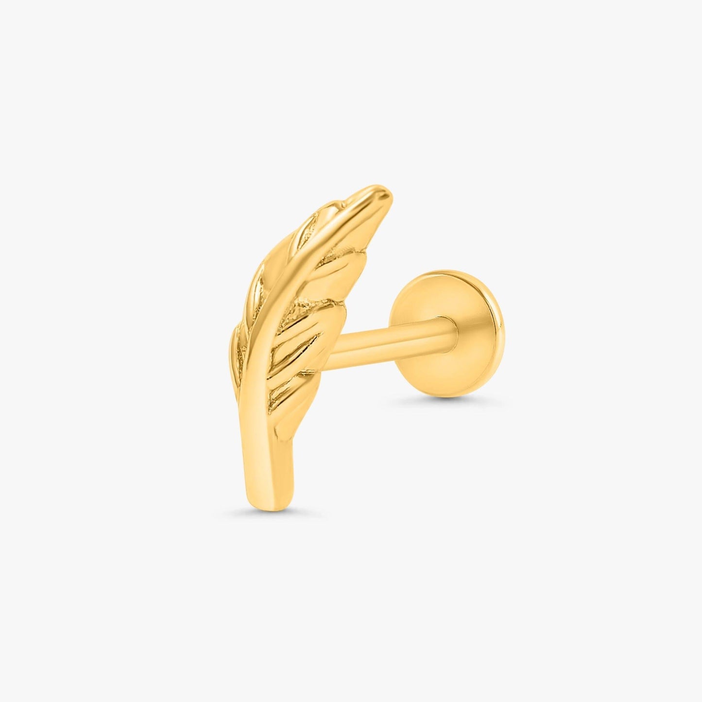 Color_Gold,Bar Type & Materials_Labret (Titanium);  Feather Stud Earrings - EricaJewels