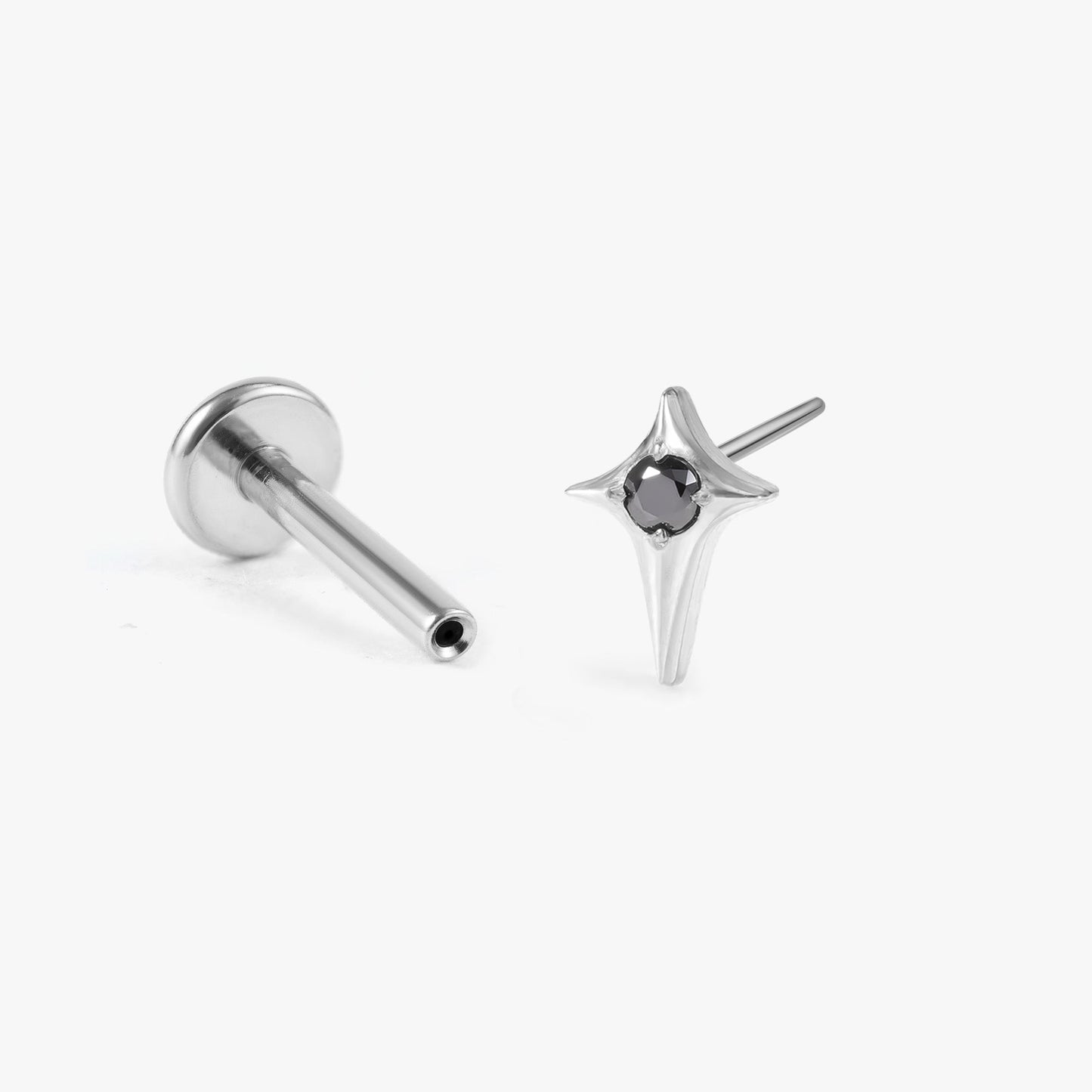 Stella - Black Star Push Pin Flat Back Earrings