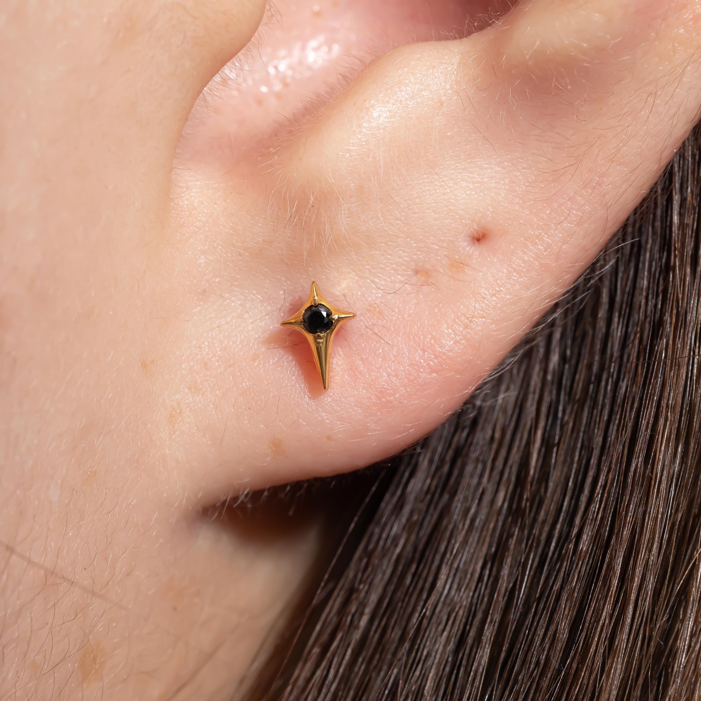 Stella - Black Star Push Pin Flat Back Earrings