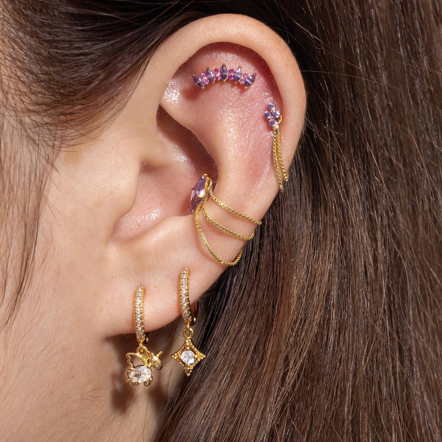 Lina - Amethyst Bloom Push Pin Flatback Stud