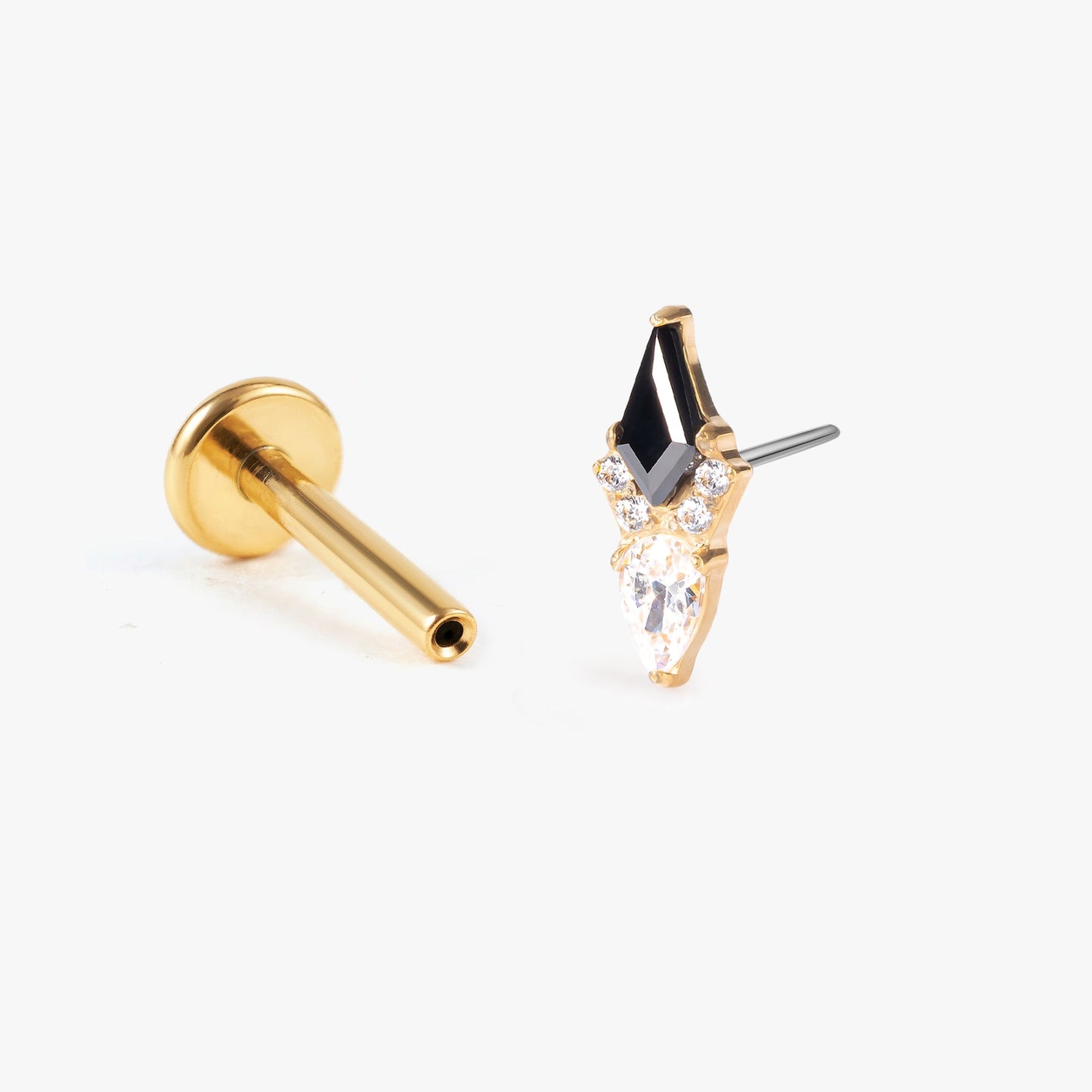 Eva - Kite Cut Black Push Pin Stud