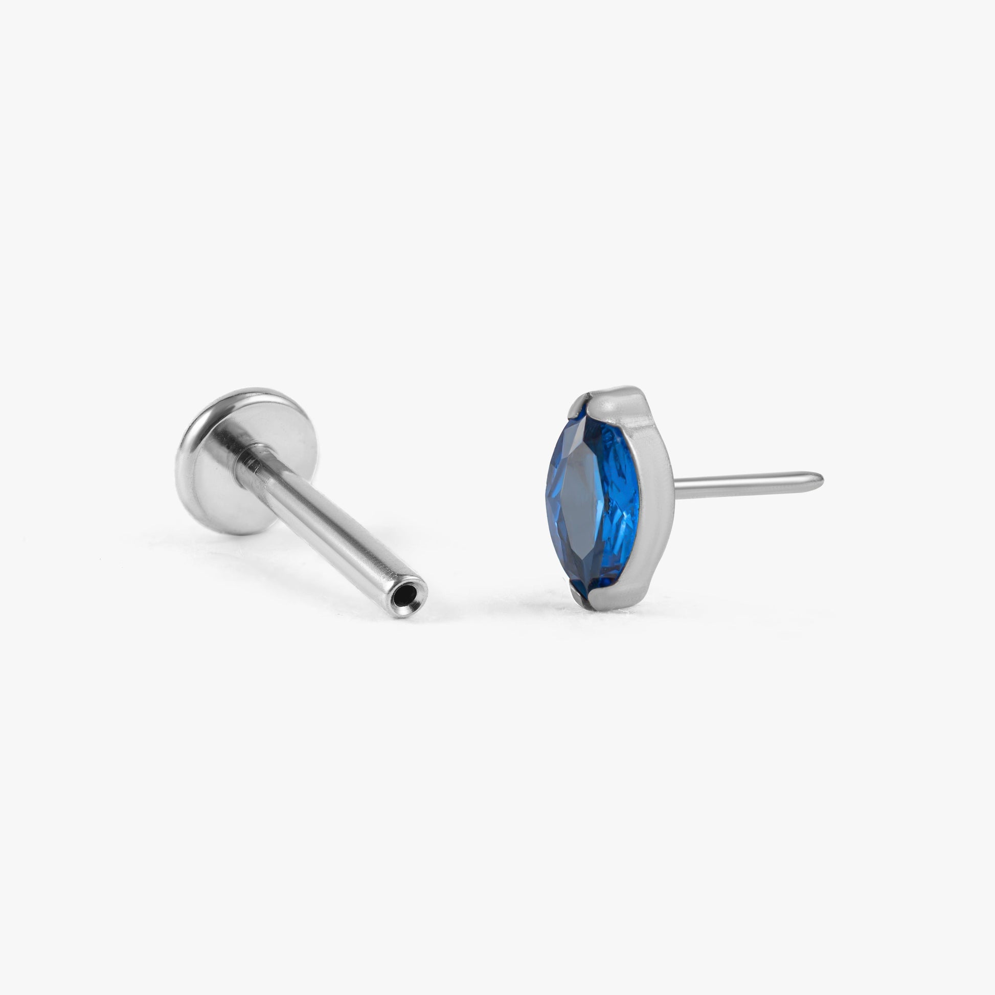 Color_Silver;Sapphire Blue Push Pin Earrings - Erica Jewels