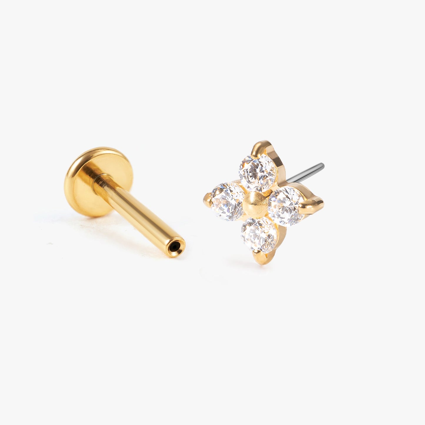 Luna - Crystal Four Leaf Push Pin Flatback Earrings