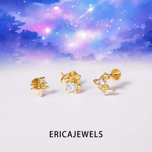 Dreamy Crystal Moon Push Pin Earrings