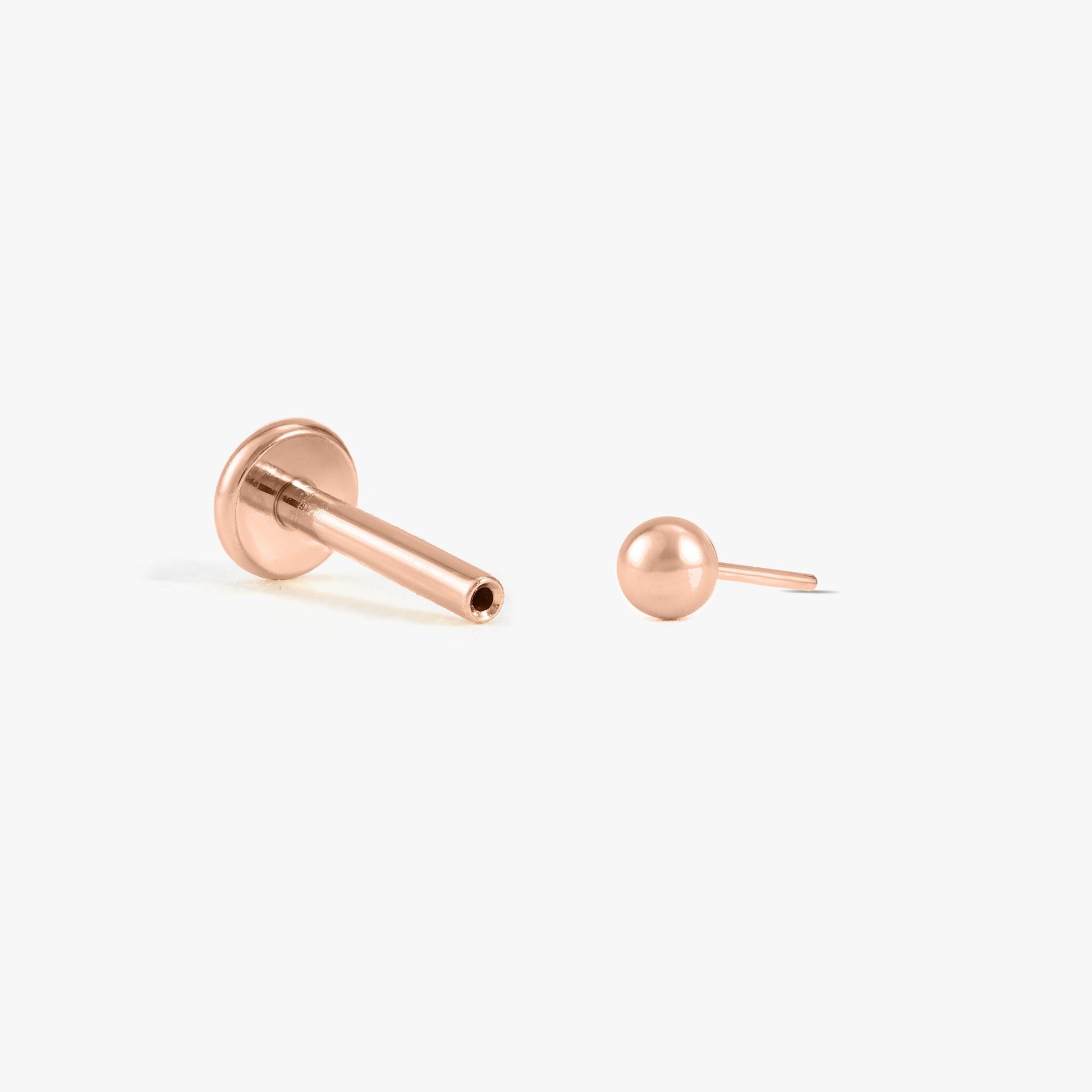 Color_Rose Gold;Plain Bead Push Pin Piercing Earring