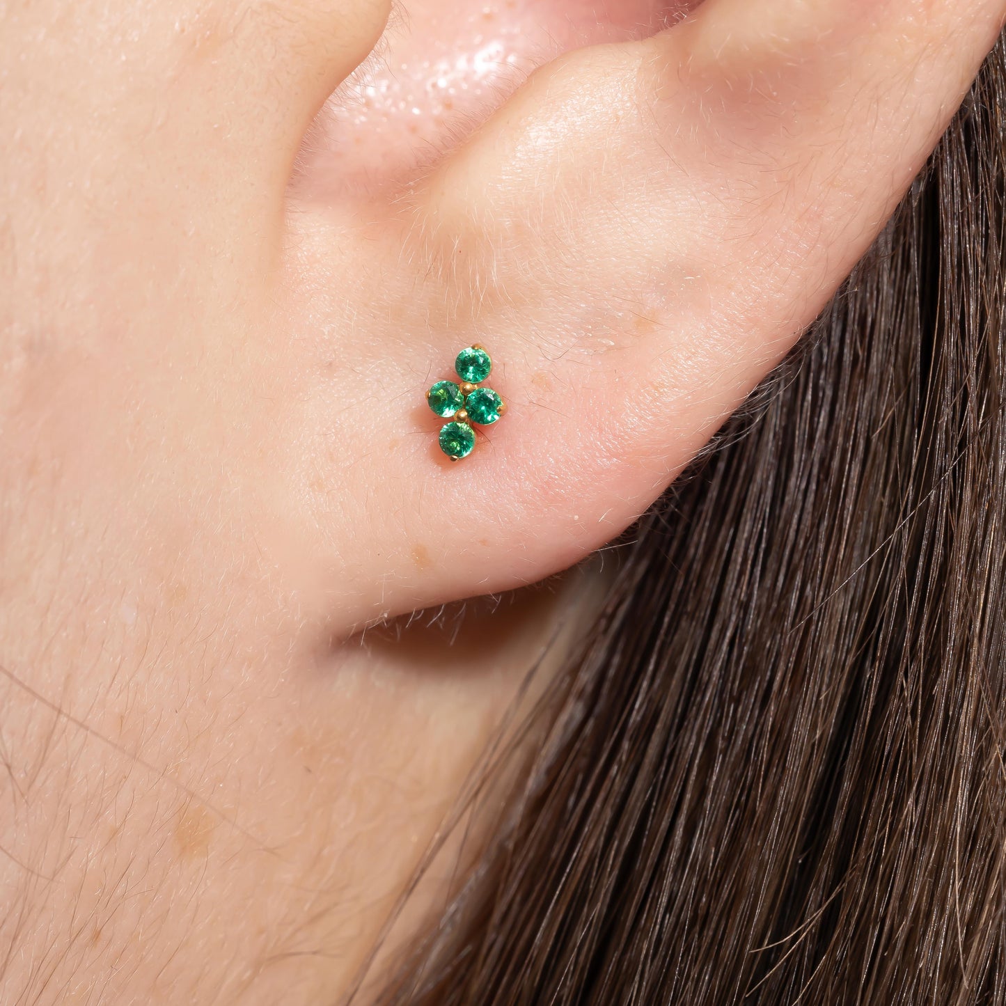 Lina - Emerald Bloom Push Pin Flatback Stud