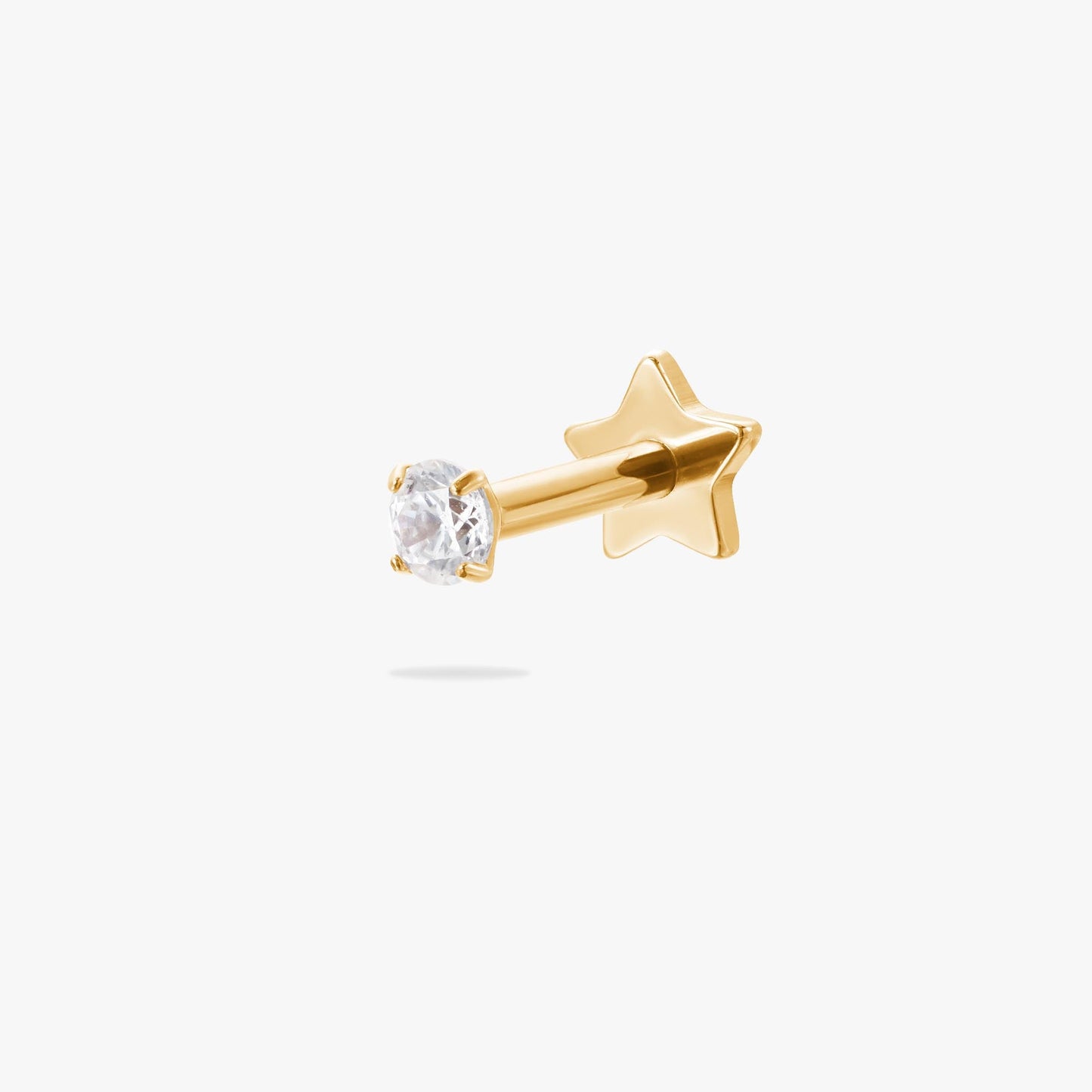 Reversible Threadless Star Flat Back Earring with CZ