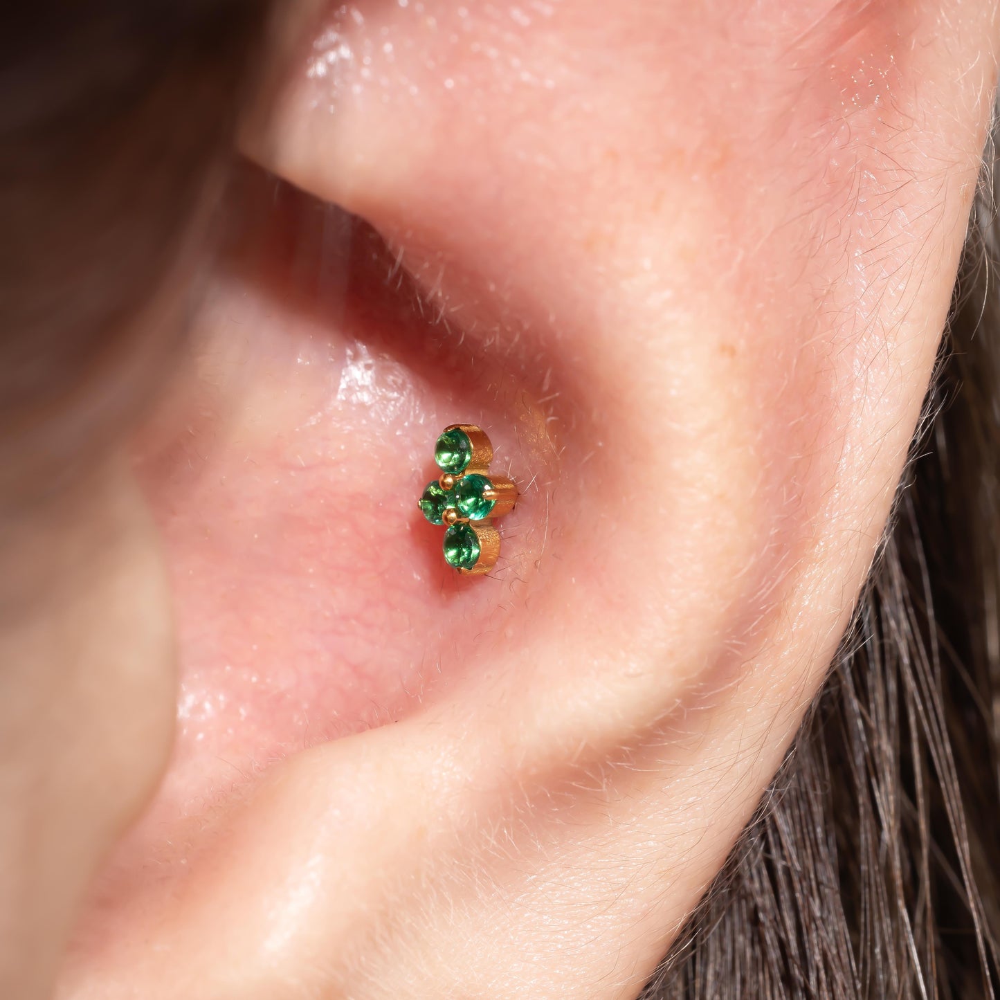 Lina - Emerald Bloom Push Pin Flatback Stud