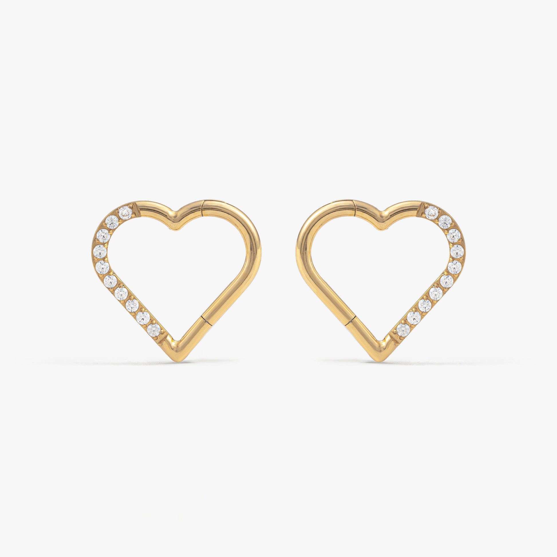 Heart Shape Crystal 3A CZ Daith Jewelry & Septum Rings-Left And Right
