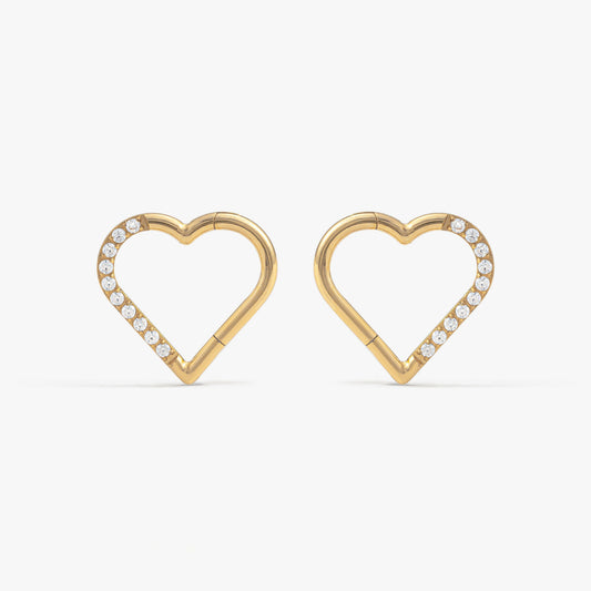 Heart Shape Crystal 3A CZ Daith Jewelry & Septum Rings-Left And Right