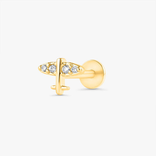 Color_Gold,Bar Type & Materials_Labret (Titanium);Airplane Earrings - EricaJewels