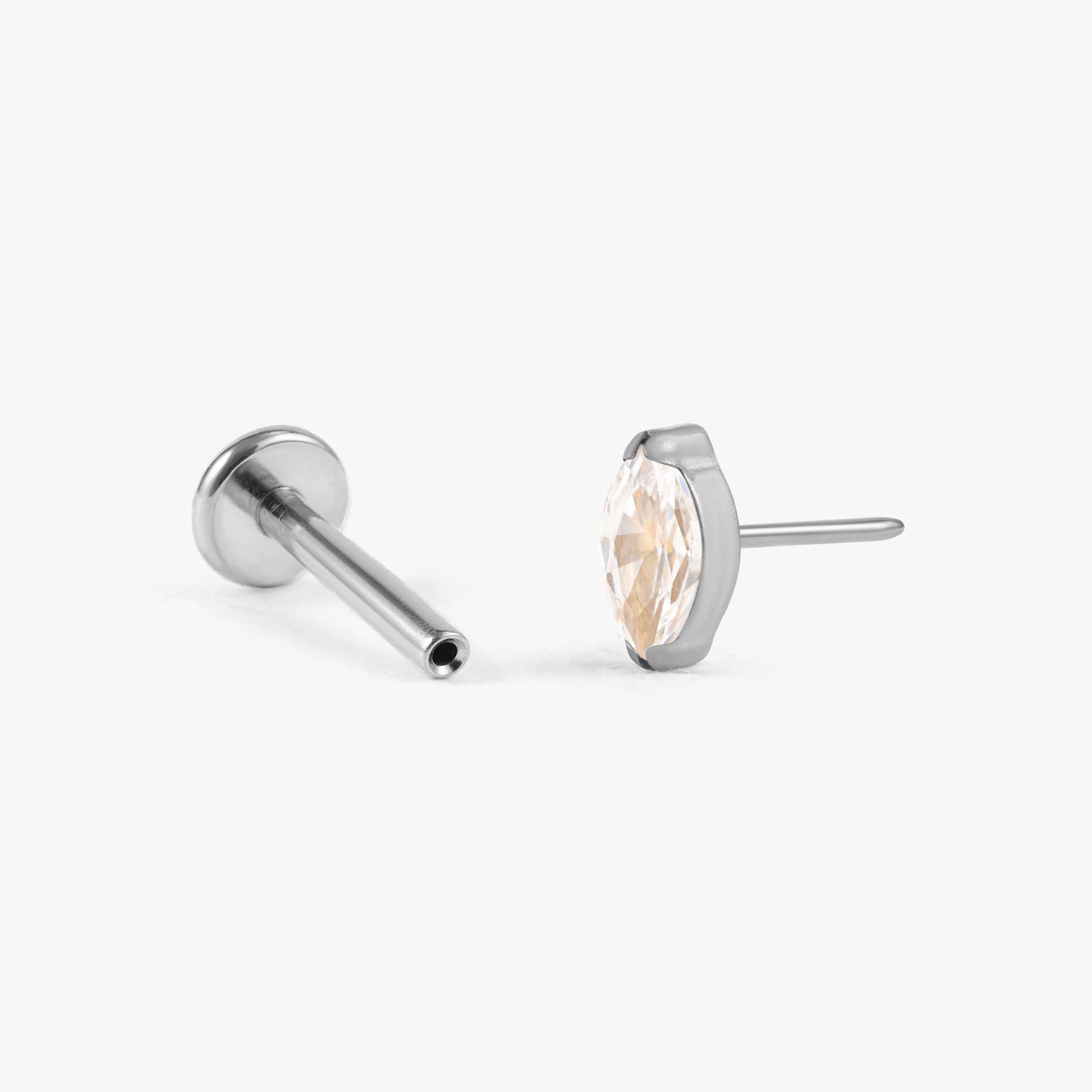 Color_Silver;Tiny Grain Crystal 3A CZ Push Pin Earring - Erica Jewels