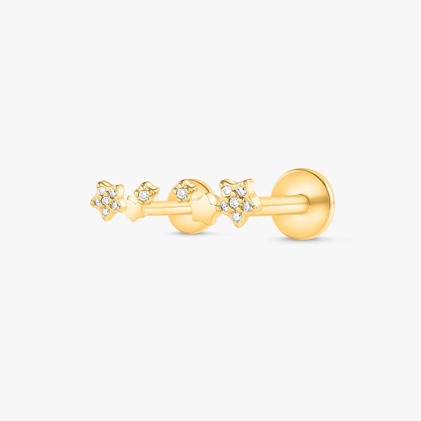 Color_Gold,Bar Type & Materials_Labret (Titanium);Cluster Stars Earrings | Earring in Right Ear - EricaJewels