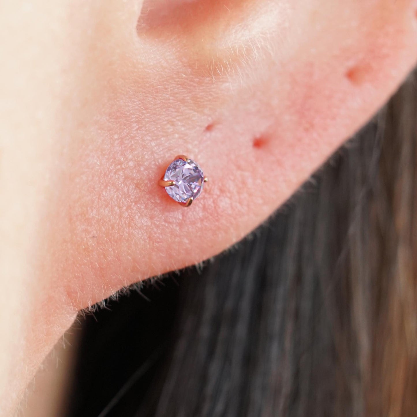 Tiny Twinkle Multi-color Push Pin Stud-Silver