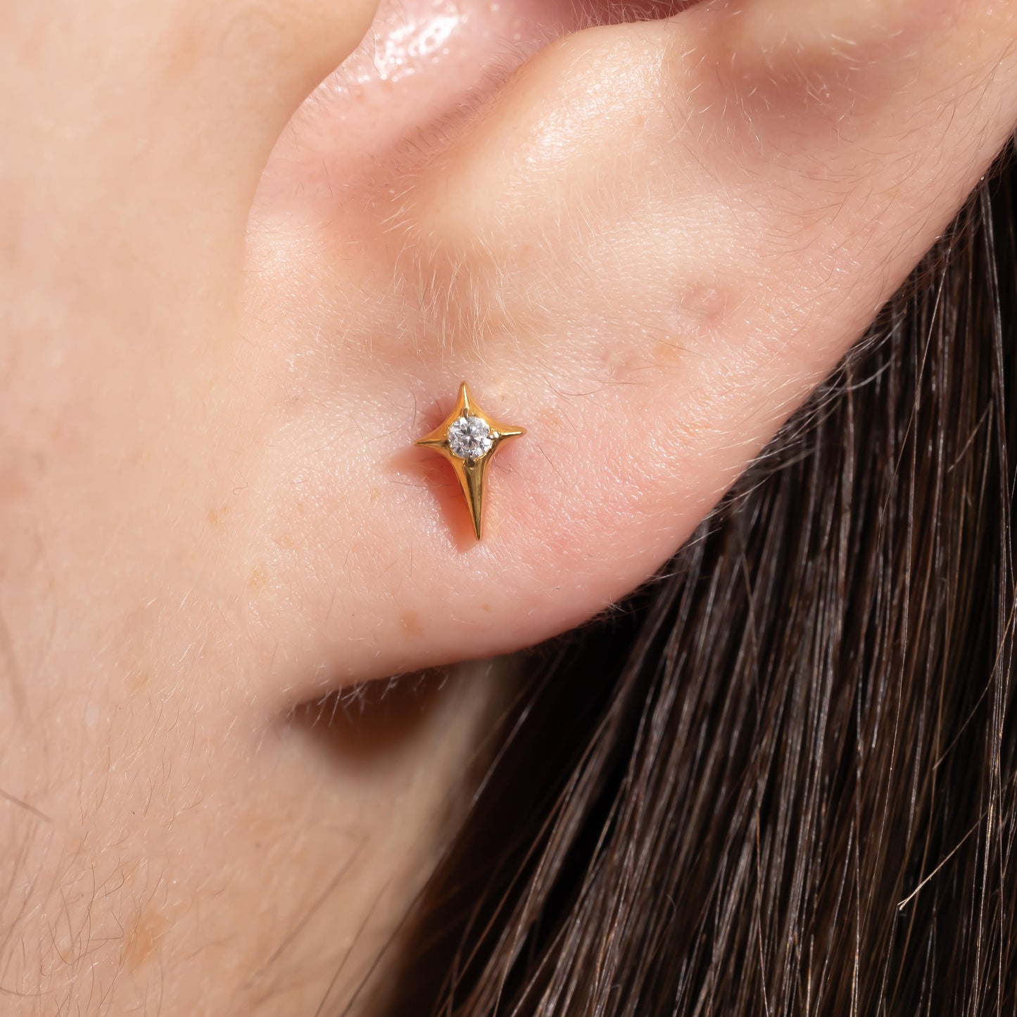 Stella - Crystal Star Push Pin Flat Back Earrings
