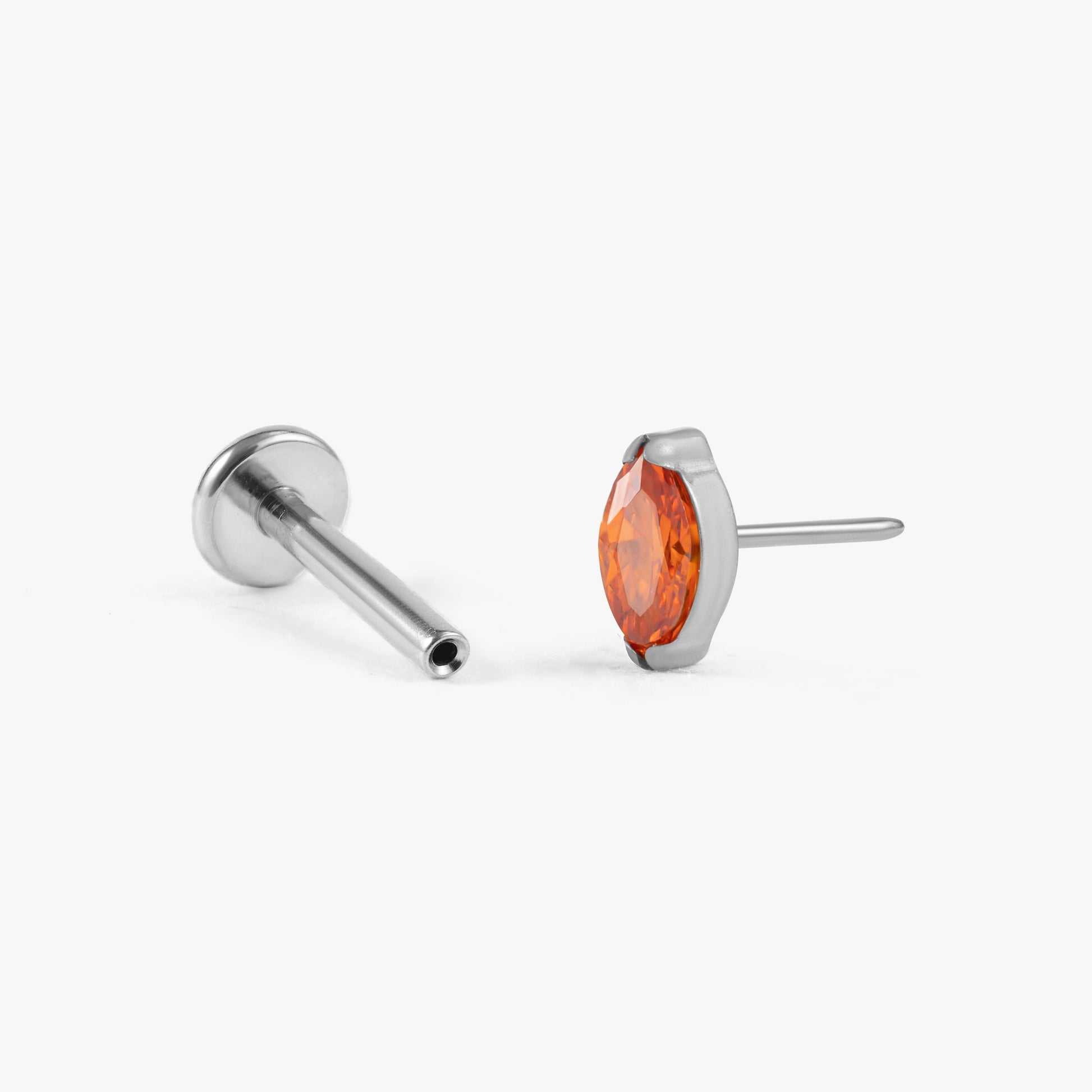 Color_Silver;Garnet Red Push Pin Earring - Erica Jewels