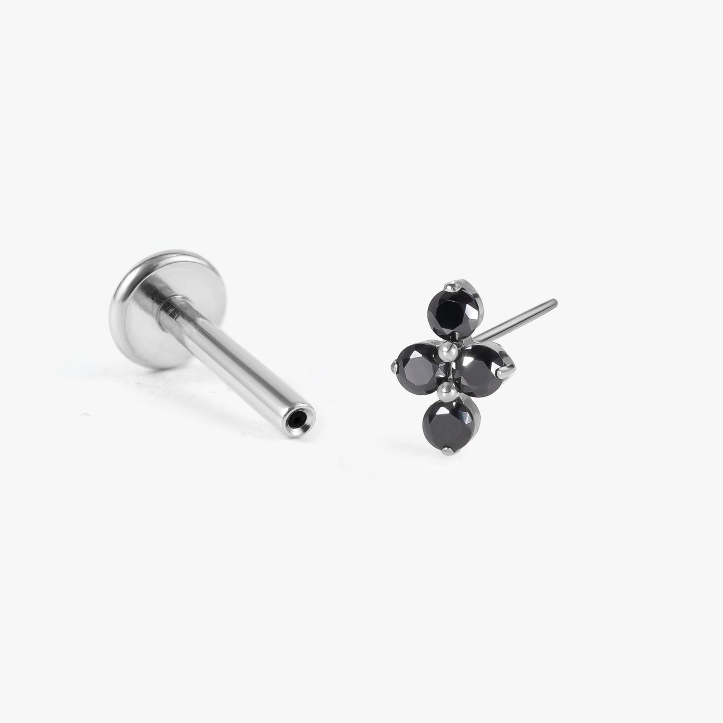 Lina - Black Bloom Push Pin Flatback Stud