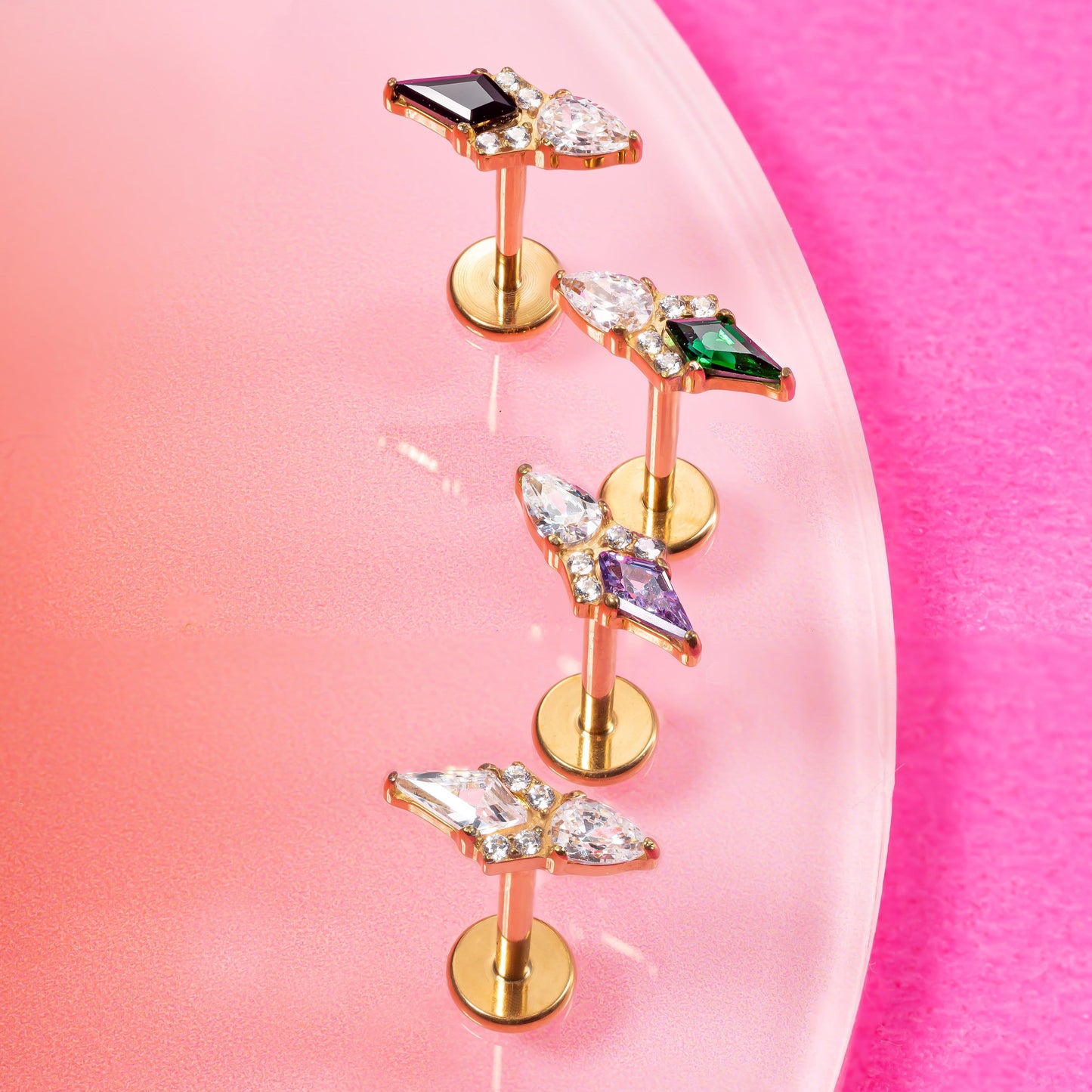 Eva - Kite Cut Amethyst Push Pin Stud