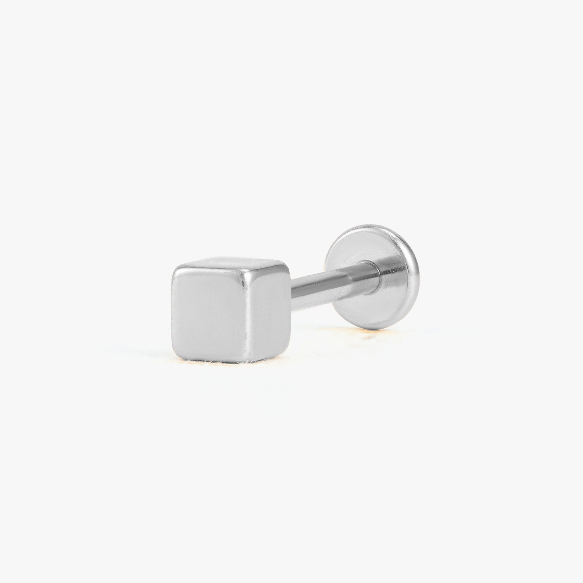 Color_Silver;Square Flat Back Push Pin Earring