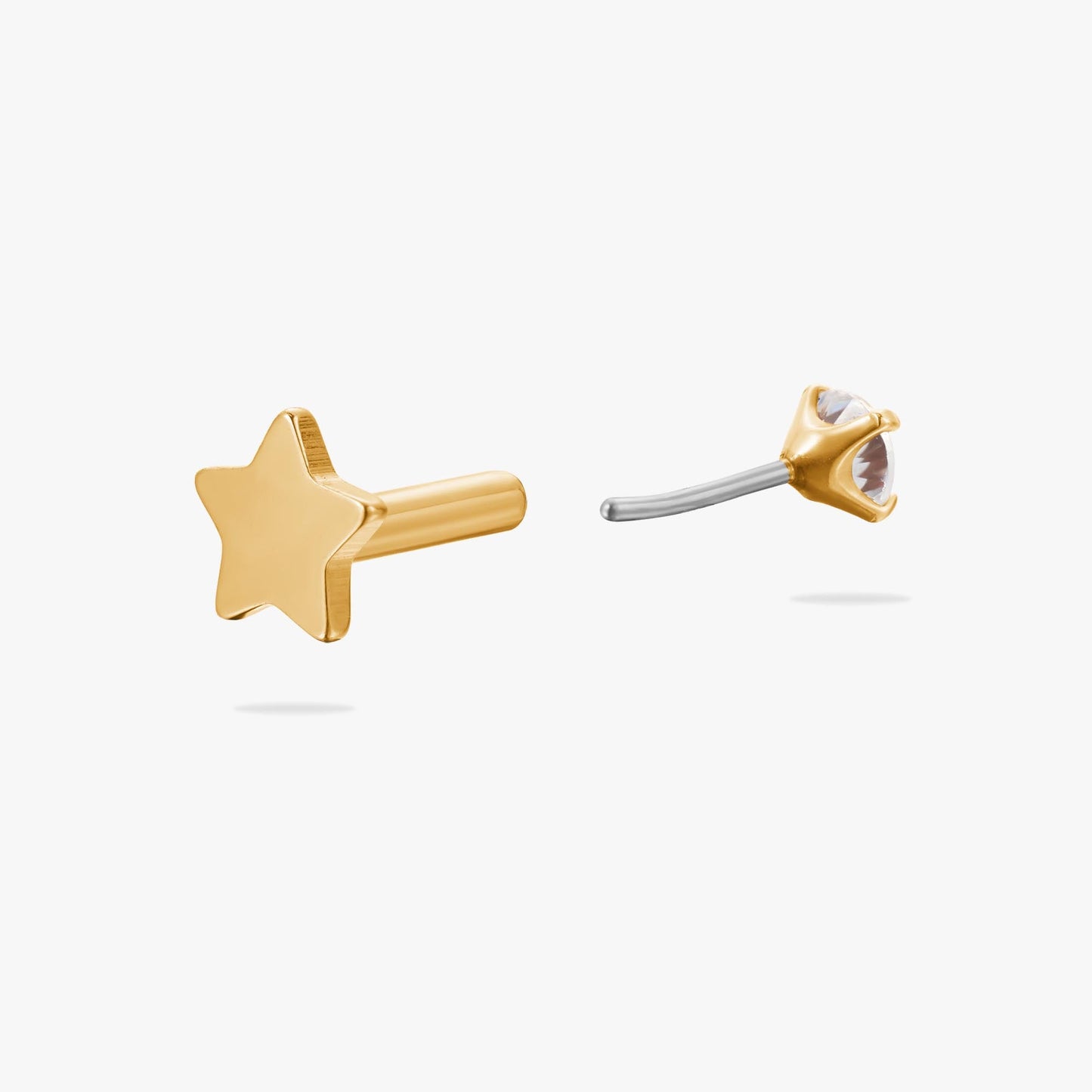 Reversible Threadless Star Flat Back Earring with CZ